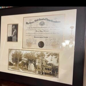 Rare Historical 1919 Certificate From The Texas Board Of Nurse Examiners signed
